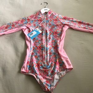 Slipln long sleeve pink rash gaurd/ swimsuit